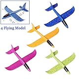 Inchoispace Gliders Foam Airplane Toy for Boys Girls Toddlers, 4PCS Manual Throwing Model Flying Plane Aircraft Gift for Outdoor Sports Garden Yard Playing