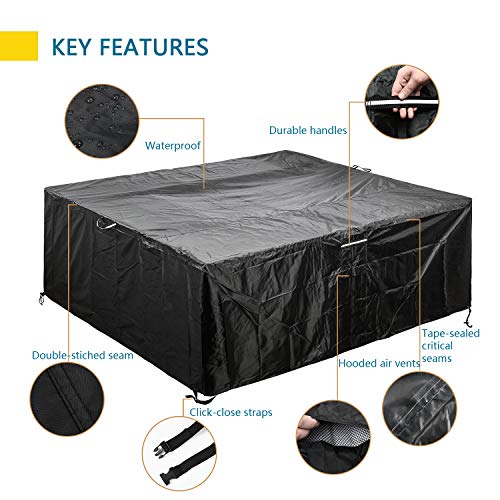 Square/Round Patio Dining Table and Chairs Set Cover Outdoor Furniture Set Covers Waterproof 57L inch