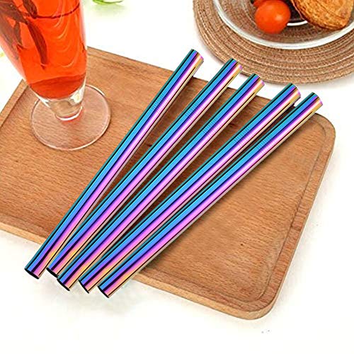 5 Stück Wiederverwendbar Strohhalm Set- Bunte Trinkhalme Edelstahl, Bubble Tea Metallstrohhalme mit 2 Reinigungsbürsten… – Bild 6