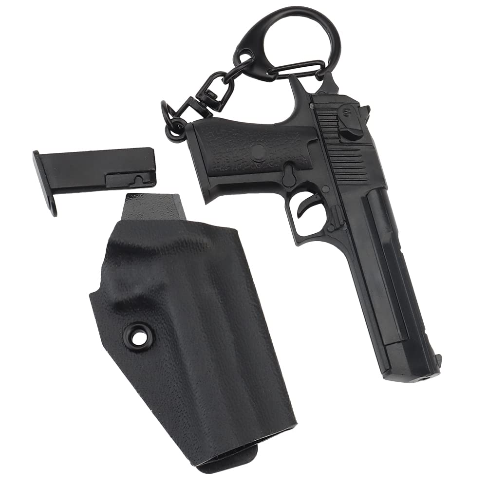 Zhongren Tactical Mini Keychain Holster with Moving Parts Key Chain set Model Pendant Collection Bag Charm for Army Fan Men Boy Friend Gift (Desert Eagle)