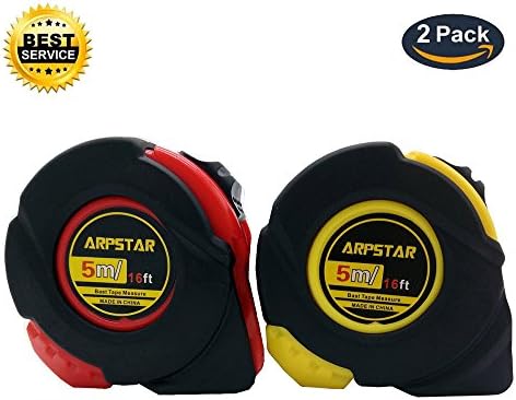 Measuring Tape, ARPSTAR 16FT 5M 500 CM Inch/Metric Tape Measure Retractable SHOCK ABSORBENT Solid Rubber Case 2 Pack(Yellow and Red)