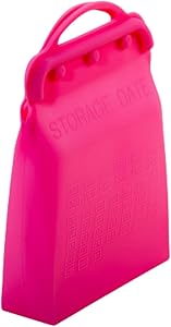 Reusable Sandwich Bags for Snacks and Travel – Upgraded & Patented Easy-Open and Close System Keeps Food Fresh - Includes Storage Dates and Measurements, with Braille – Dishwasher Safe (Light Pink)