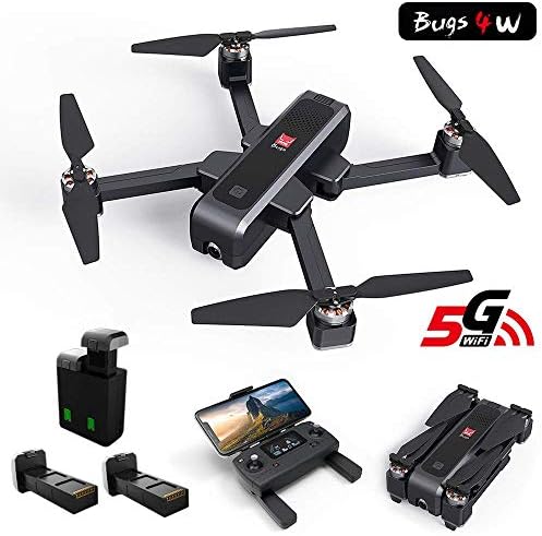 MJX B4W Foldable Drone with GPS, Full HD 2K 5G WiFi Camera Bugs GO App Altitude Hold Track Flight 3400mAh Battery Double Charging OLED Screen Control Alarm Function (Black)