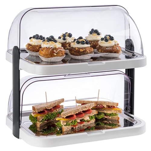 8 pcs. showcase two steps ca. 44 x 32 cm, height 44 cm st/st tray ca. 39 x 28 cm
