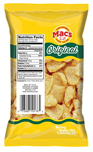 Mac's Original Pork Skins - Low Carb, Keto Friendly Snack - Crunchy Chicharrones/Pork Rinds (1.5 oz bags, 24ct) - Thumbnail 2