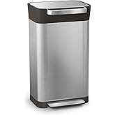 Joseph Joseph Intelligent Waste Titan Trash Can Compactor with Odor Filter, Compacts up to 3x trash, 30L/7.9 Gallons, Stainless Steel