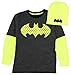DC Comics Batman Boy's Black Shirt with Neon Long Sleeves and Neon Beanie Small