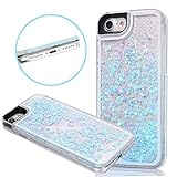 iPhone 7 Glitter Case, Goton iPhone 7 Liquid Case, Lovely Hearts Quicksand Moving Bling Glitter Floating Dynamic Flowing Cover for iPhone 7 - (Blue)