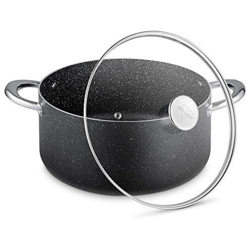 Stock Pot 6 Quart, SKY LIGHT Nonstick Dutch Oven with Tempered Glass
