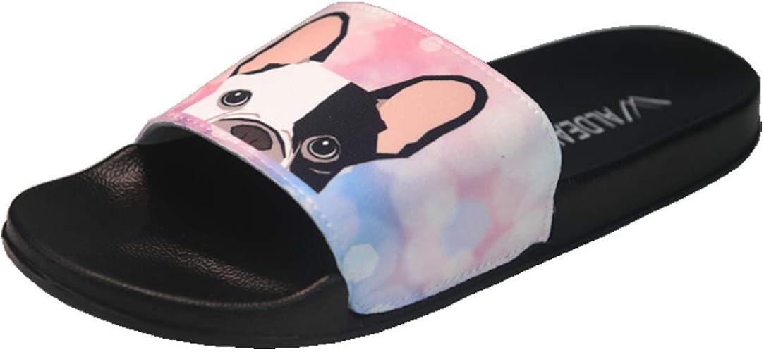 Amazon Com Originalheart Cartoon French Bulldog Print Summer Slide Slippers For Girl Boy Kid Non Slip Sandal Shoes Size 4 Slides