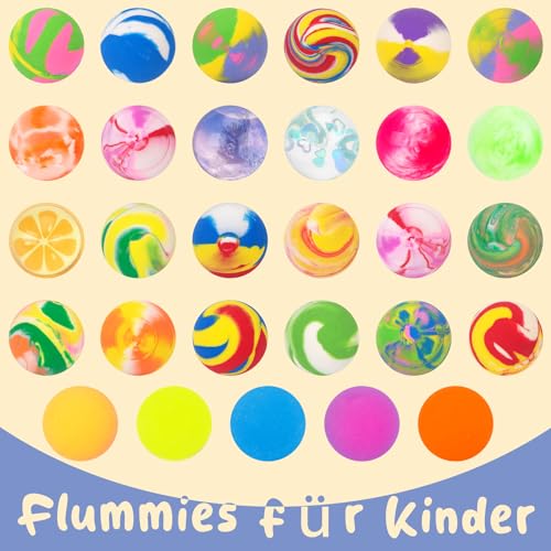 HAKACC 50 Stück Flummies für Kinder 25 mm Flummis Springball Bunte Flummis Gummibälle Hüpfbälle für Kindergeburtstag Gastgeschenke Belohnungen im Klassenzimmer Verwendet Werden