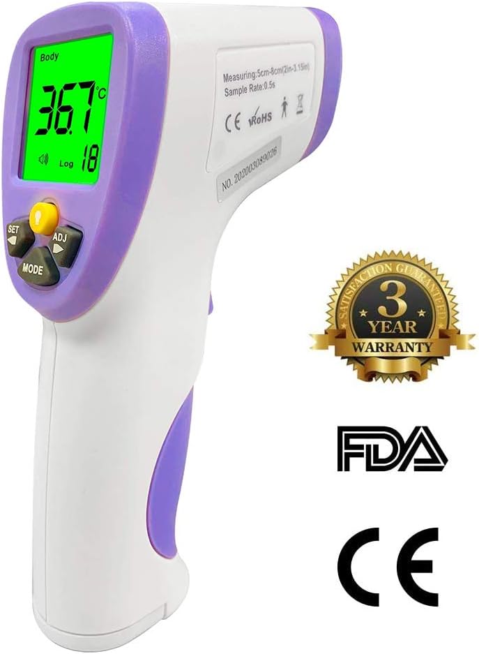 JingXiGuoJi Non-Contact Forehead Thermometer, Digital Infrared Thermometer Gun Digital Temperature Measurement Accurate Instant Readings with Temperature Warning for Adults and Kids