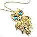 DDU(TM) 1Pc Unique Turquoise Crystal Rhinestone Owl Tassal Pendant Sweater Chain Necklace Accessories Gift