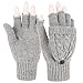 Novawo Women Winter Wool Blend Fingerless Convertible Gloves with Sturdy Chocolate Buttons Gray One Size