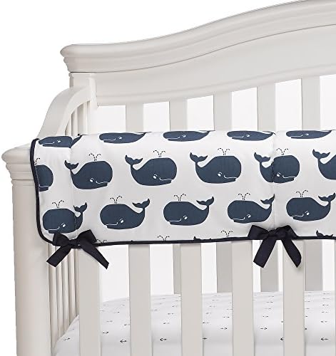 Navy Whale Tails Crib Rail Guard