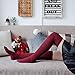Ordenado Womens Thigh High Socks Extra Long Over the Knee Leg Warmer Cotton Boot Stockings(Wine Red)