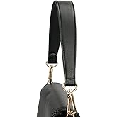 Flat Grain Leather Replacement Straps for Handbags Purse Straps Replacement Crossbody Gunblack Clasps Women Purse Making 14.17"(36CM) Long Black