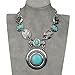 SUMAJU Statement Necklace, Vintage Long Chain Pendant Necklace Tibet Silver Plated Artificial Turquoise Mother Daughter Necklace