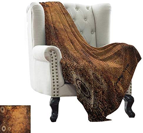 LsWOW Throw Blanket for Couch Tan,Aged Old Texture Print Artistic Floral Motifs Vintage Upholstery Concept,Brown Pale Brown Tan Lightweight Microfiber,All Season for Couch or Bed 50"x60"