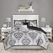 Intelligent Design Senna Comforter Set King/Cal King Size - Black/Gray, Damask – 5 Piece Bed Sets – Ultra Soft Microfiber - All Season Comforter Set Bedding