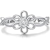 Yearace 925 Sterling Silver Engraved I am a Child of God Infinity Love of God Religious Cross Ring for Women Baptism Easter Jewelry