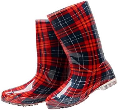 Womens Rain and Garden Boot Wellies Half Calf Rubber Rainboots Floral Printed Waterproof For Garden Women Rain Footwear Size 5