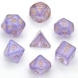 UDIXI Polyhedral DND Dice Sets Iridecent Transparent Discolored Dice for Dungeons and Dragons Pathfinder RPG MTG Table Gaming Dice(Purple Dice)