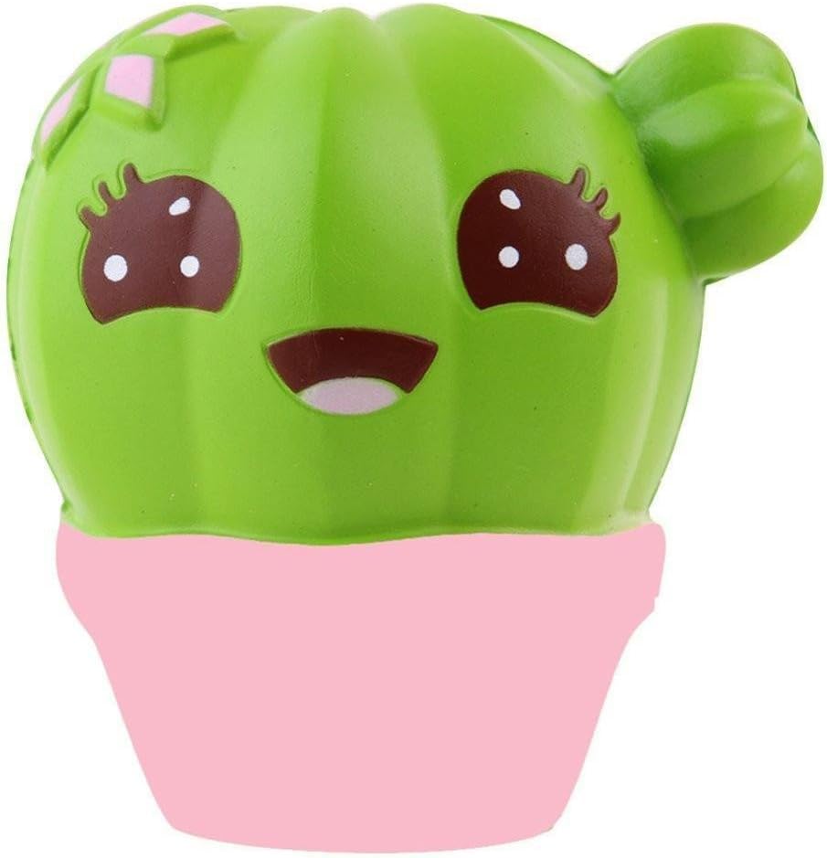 Drfoytg 2018 Hot,Stress Reliever Toys Cute Squishy Toy Cactus Decompression Slow Rising Squeeze Cream Scented Smiley Face (Green)