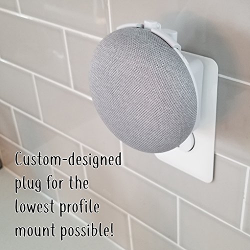 The Nest Mini Easy Genie Mount 2nd Gen 2019: The Simplest and Cleanest Outlet Wall Mount Hanger Stand for New Google Nest Mini - No Cord Wrapping Required - Designed in USA (White)