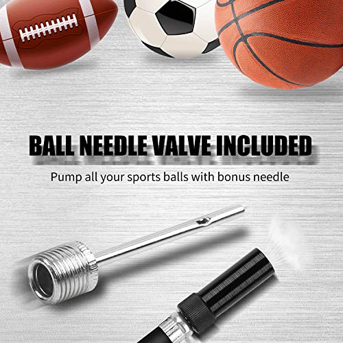 WESTGIRL Bike Pump with Gauge & Glueless Puncture Repair Kit - 300 PSI - Fits Presta & Schrader - Portable Bicycle Frame Pump for Road, Mountain and BMX Bikes, Mount Kit & Ball Needle Included