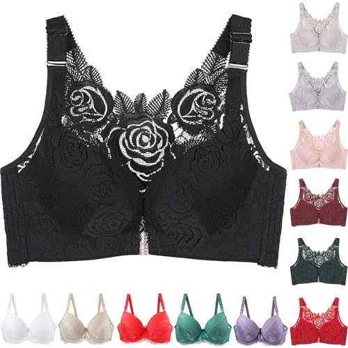 Sports Bras Women High Impact Wireless Bras for Women UK Retro Lace Floral Everyday Bra Full Coverage Wide Strap Solid Breathable Lightweight Plus Size Soft Everyday