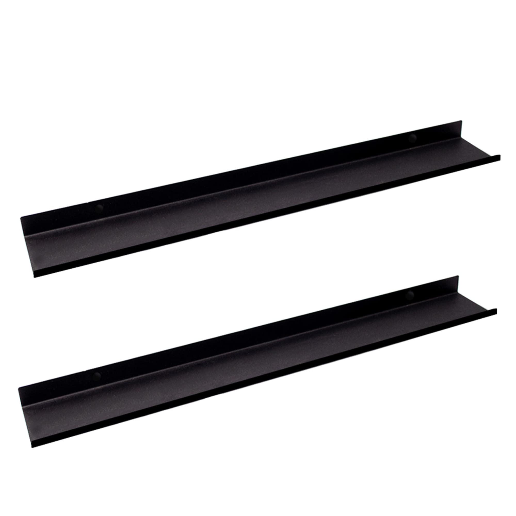 MILUKA Set 2 Floating Shelf Black 110 cm | Metal Shelves for Picture Shelf and Photo Shelf | Floating Shelves for Bedroom, Kitchen Storage and Bathroom Storage in Home Decor | Wall Shelf (2. Black)