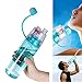 Valgens 600ML Outdoor Sports Plastic Spray Water Bottle Summer Students Personality Bottles (600ML-Pink )