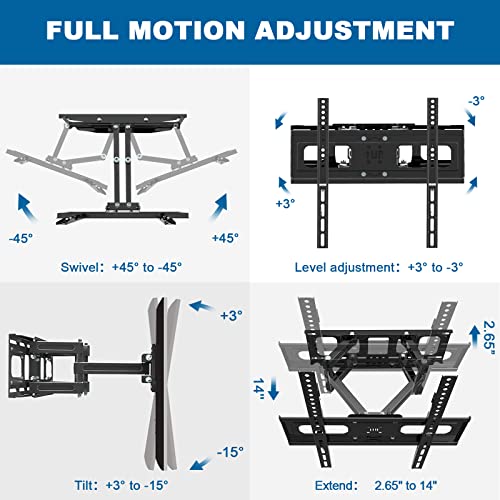 TV Wandhalterung Schwenkbar Neigbar TV Halterung für 20-60 Zoll Flach & Curved LED LCD OLED Max VESA 400x400 mm bis zu 54KG