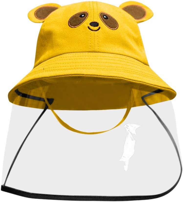Gallity Anti-Spitting Safety Face Shield Eye Protective Hat Anti-Fog Dustproof Fisherman Anti Drool Splash-Proof Kitchen Cover Summer Wide Brim Outdoor Beach Sun Clear Visor Facial Cover (Yellow)
