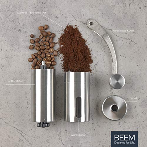 BEEM GRIND-2-GO Manuelle Kaffeemühle – 40 g | Kegelmahlwerk | Mahlgrad-Einstellung stufenlos | Baumwollbeutel… – Bild 6