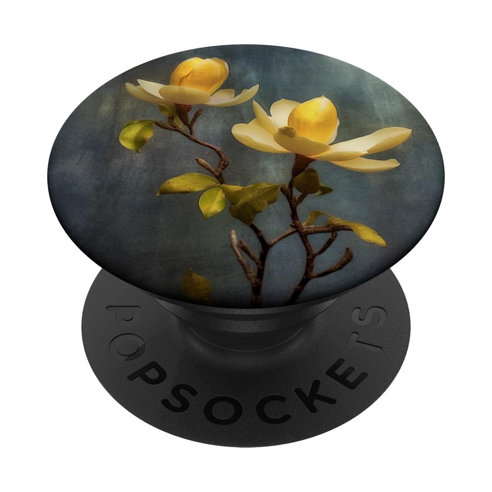 Universe Floral Yellow Galaxy Magnolia Flower PopSockets Swappable PopGrip