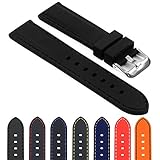 StrapsCo Rubber Divers Sport Replacement Watch Band - Choice of Colors & Width (18mm, 20mm, 22mm, 24mm or 26mm)