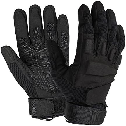 In Hand Protector | Military Grade Microfiber Plus Nylon All Weather Special ops Tactical Full Finger Gloves, Ultimate Hands Protection, Padded and Adjustable Wrist Design, Vibrant Black