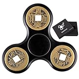 Fidget Spinner Quimat Metal Chinese Ancient Copper Coin Design Spinner Hand EDC Toys Helps Focusing Anxiety Boredom for Kids Adults Stress Reducer (Black)