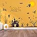 JVIGUE Happy Halloween Wall Decals Pumpkins Spooky Cemetery Witch and Bats Tomb Wall Stickers for Halloween Decoration