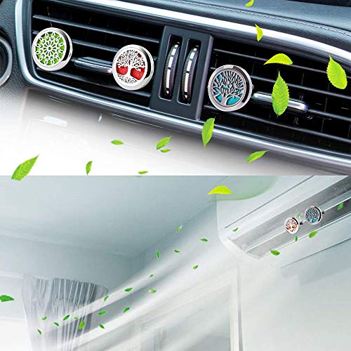 JOJOY LUX 2pcs 30mm Air Fresheners, Aromatherapy Essential Oil Diffuser, Stainless Steel Locket with Magnetic Cover & Vent Clip+10 Felt Pads, for Car Fan Computer and Others to Clip on - Thumbnail 3