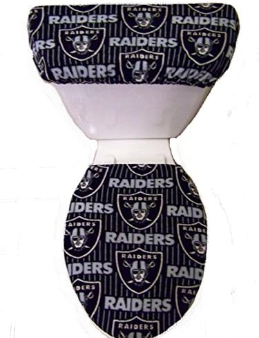 OAKLAND RAIDERS Striped Fleece Toilet Seat Cover Set