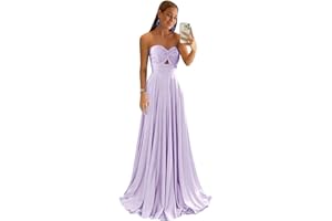 Bddhkw Satin Bridesmaid Dresses for Women Long Prom Dress 2025 Sweetheart Wedding Guest Dress Long Formal Evening Gown KF060
