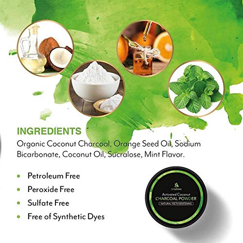 Teeth Whitening Activated Coconut Charcoal Powder – 2oz – Activated Charcoal Teeth Whitening Kit – Tooth Whitening – Teeth Whitener – White Teeth Whitening Charcoal – Tooth Powder