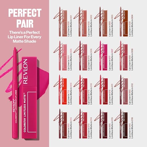 REVLON COLORSTAY LIMITLESS MATTE LIQUID LIPSTICK, VEGAN FORMULA, NO-BUDGE, LONGWEAR LIP COLOR, LONG LASTING, LIGHTWEIGHT/COMFORTABLE, WATERPROOF, 015 HYPE GIRL, 0.17 FL OZ