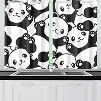 YUMOING Cute Panda Kitchen Curtains Window Curtain Tiers for Café, Bath, Laundry, Living Room Bedroom 26 X 39 Inch 2 Pieces