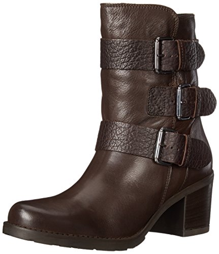 Clarks Women's Fernwood Lake Motorcycle Boot, Dark Brown Leather, 8.5 M US