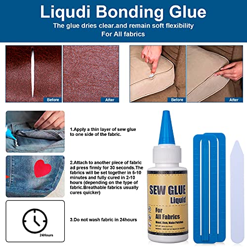 Fast Dry Sew Fabric Glue Liquid 1 Min Quick Bonding Stitch Liquid Sewing Solution Kit Sew Glue