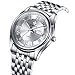 WWOOR Men's Analog Quartz Business Watch Roman Numeral Date Waterproof Stainless Steel Band Silver